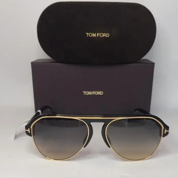 Tom Ford MARSHALL FT 0929 Shiny Black/Grey Brown Shaded 58/16/145 unisex Sunglas - Picture 3 of 9